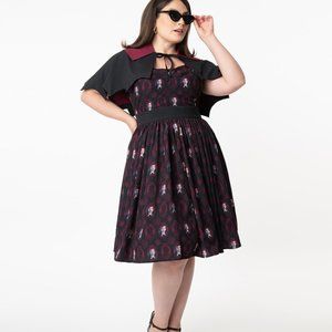 Unique Vintage - Dress and cape - Plus Size 2X 18 - Universal Monsters - Dracula